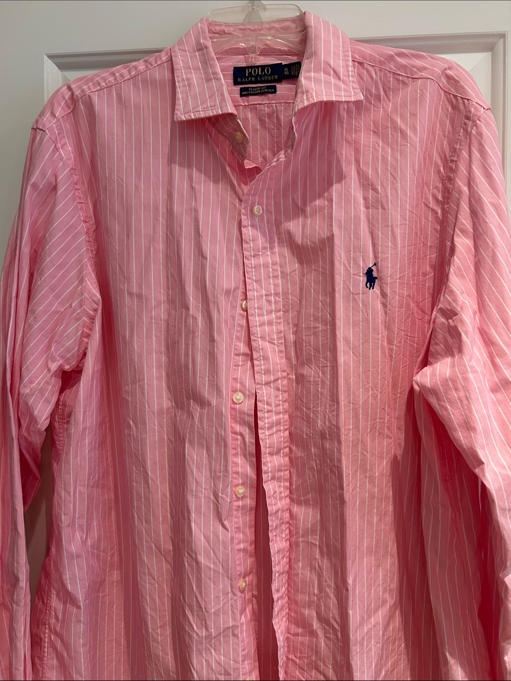 Polo by Ralph Lauren men’s Pink White Stripe Button-Down Shirt